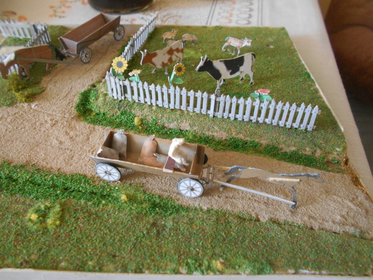 horse cart diorama